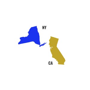 New York and California